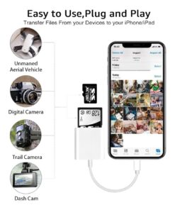 Adaptateur carte SD Lightning pour iPhone, SD et micro SD, vue de trois quarts