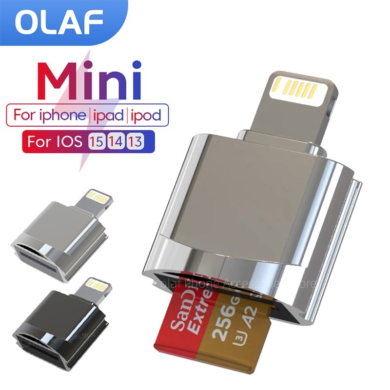 Adaptateur carte SD micro SD Lightning pour iPhone, compact Adaptateur carte SD micro SD Lightning pour iPhone, compact, vue de face
