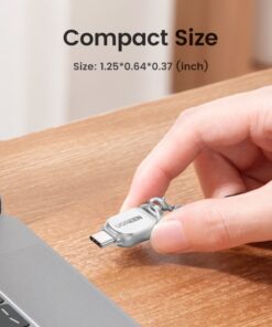 Adaptateur carte SD micro SD sur USB-C en aluminium OTG, vue de trois quarts
