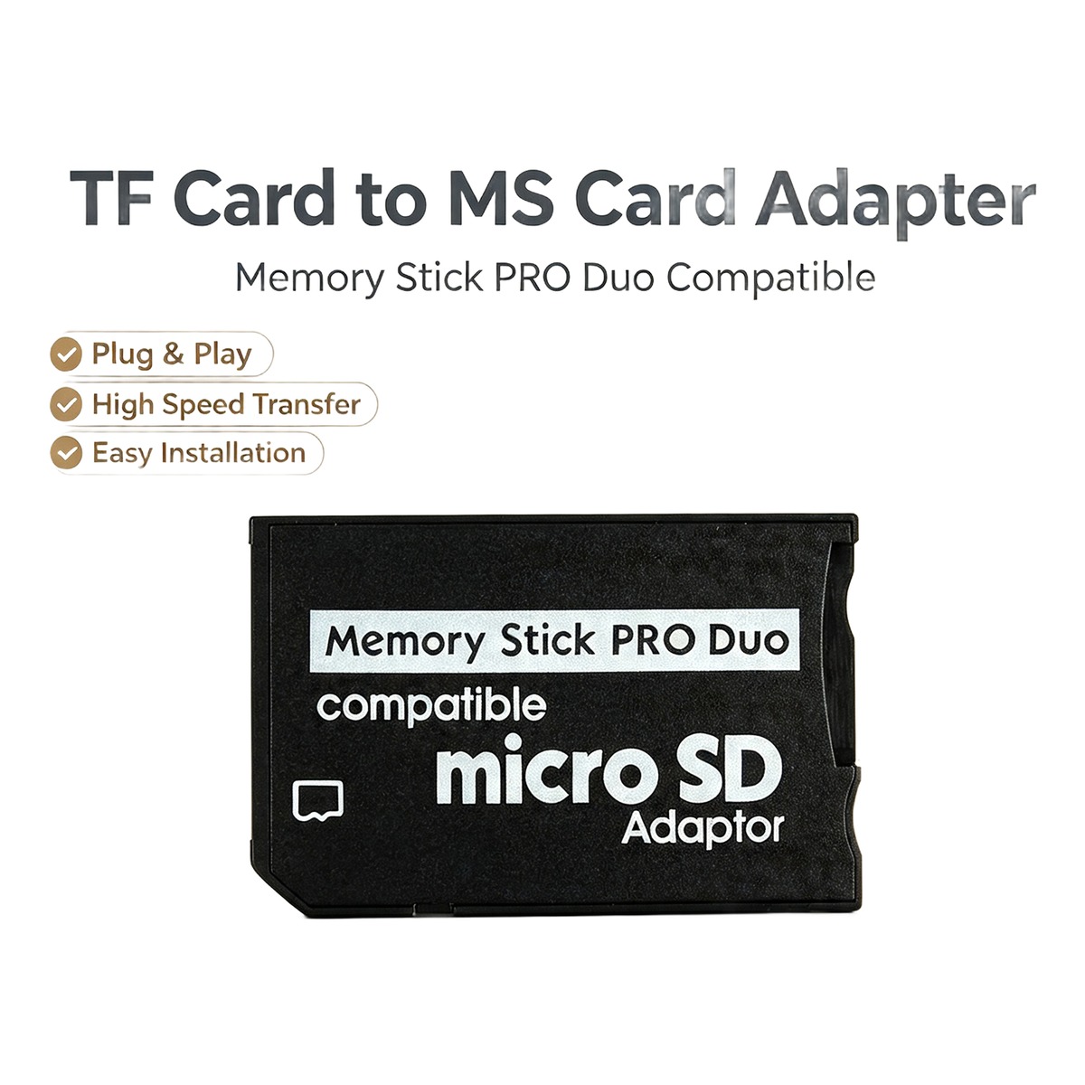 Adaptateur carte SD micro vers Memory Stick Pro Duo Adaptateur carte SD micro vers Memory Stick Pro Duo, vue arriere