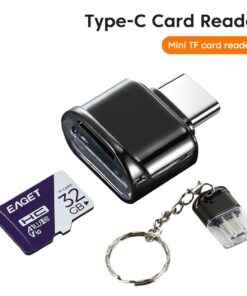 Adaptateur carte SD mini OTG micro SD, USB 3.1, noir ou argent, vue de trois quarts