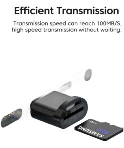 Adaptateur carte SD mini OTG micro SD, USB 3.1, noir ou argent, vue de face