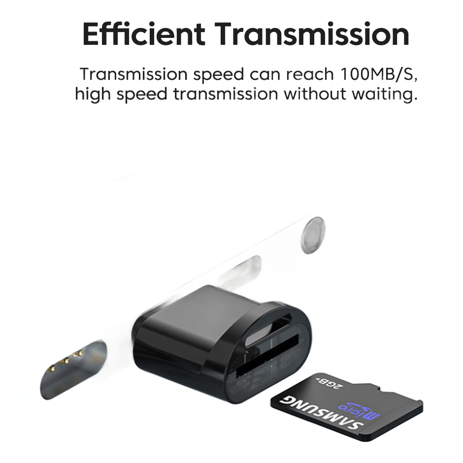 Adaptateur carte SD mini OTG micro SD, USB 3.1, noir ou argent Adaptateur carte SD mini OTG micro SD, USB 3.1, noir ou argent, vue de face