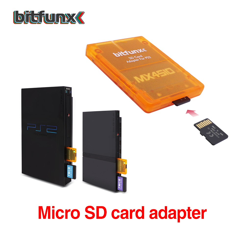 Adaptateur carte SD pour console PlayStation 2, huit couleurs Adaptateur carte SD pour console PlayStation 2, huit couleurs, vue de face