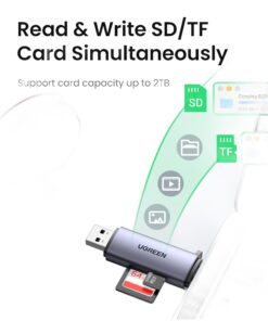 Adaptateur carte SD sur USB-A et USB-C, version SD 4.0 possible, detail