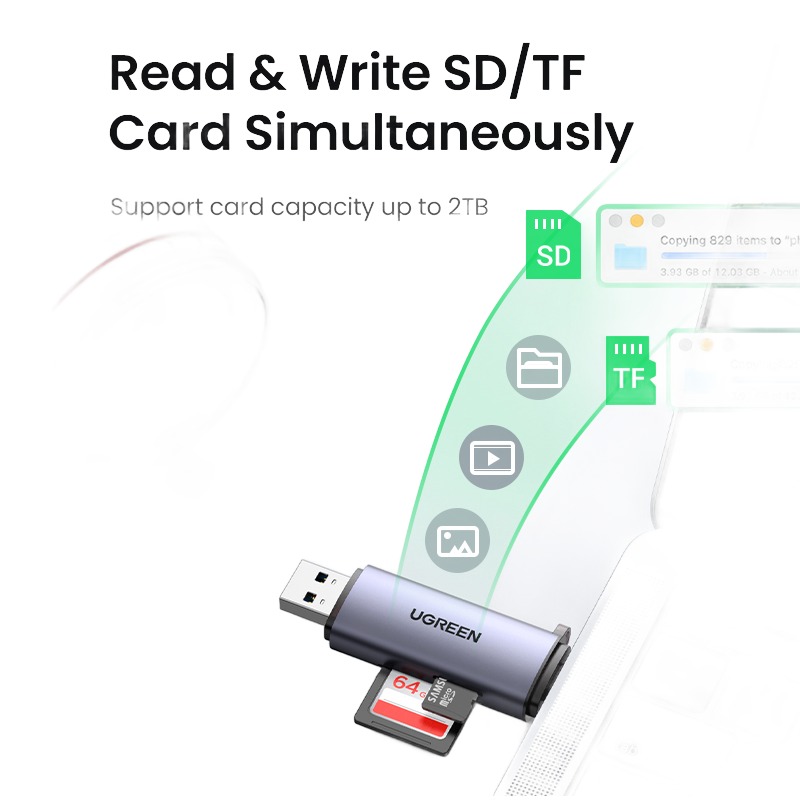 Adaptateur carte SD sur USB-A et USB-C, version SD 4.0 possible Adaptateur carte SD sur USB-A et USB-C, version SD 4.0 possible, detail