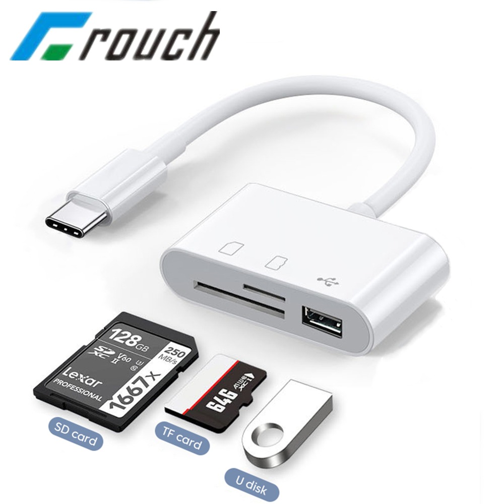 Adaptateur carte sd trois en un sur prise USB C, mode OTG Adaptateur carte sd trois en un sur prise USB C, mode OTG, vue principale