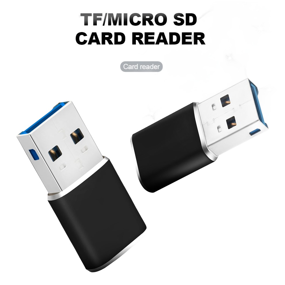 Adaptateur carte SD USB 3.0 en aluminium pour SD et micro SD Adaptateur carte SD USB 3.0 en aluminium pour SD et micro SD, vue de face