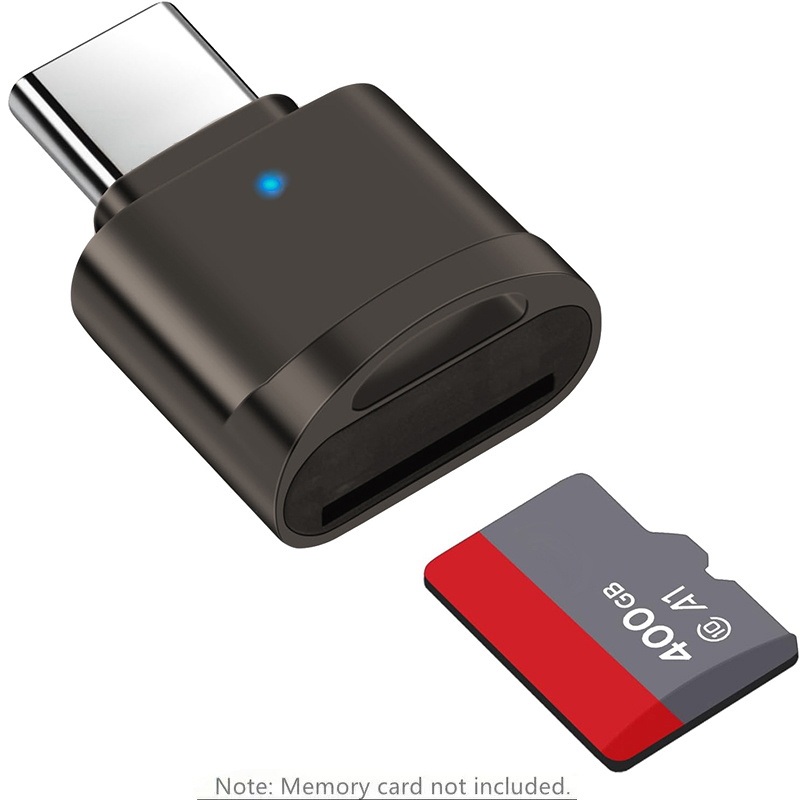 Adaptateur carte SD USB-C vers microSD, 15 grammes Adaptateur carte SD USB-C vers microSD, 15 grammes, vue de trois quarts