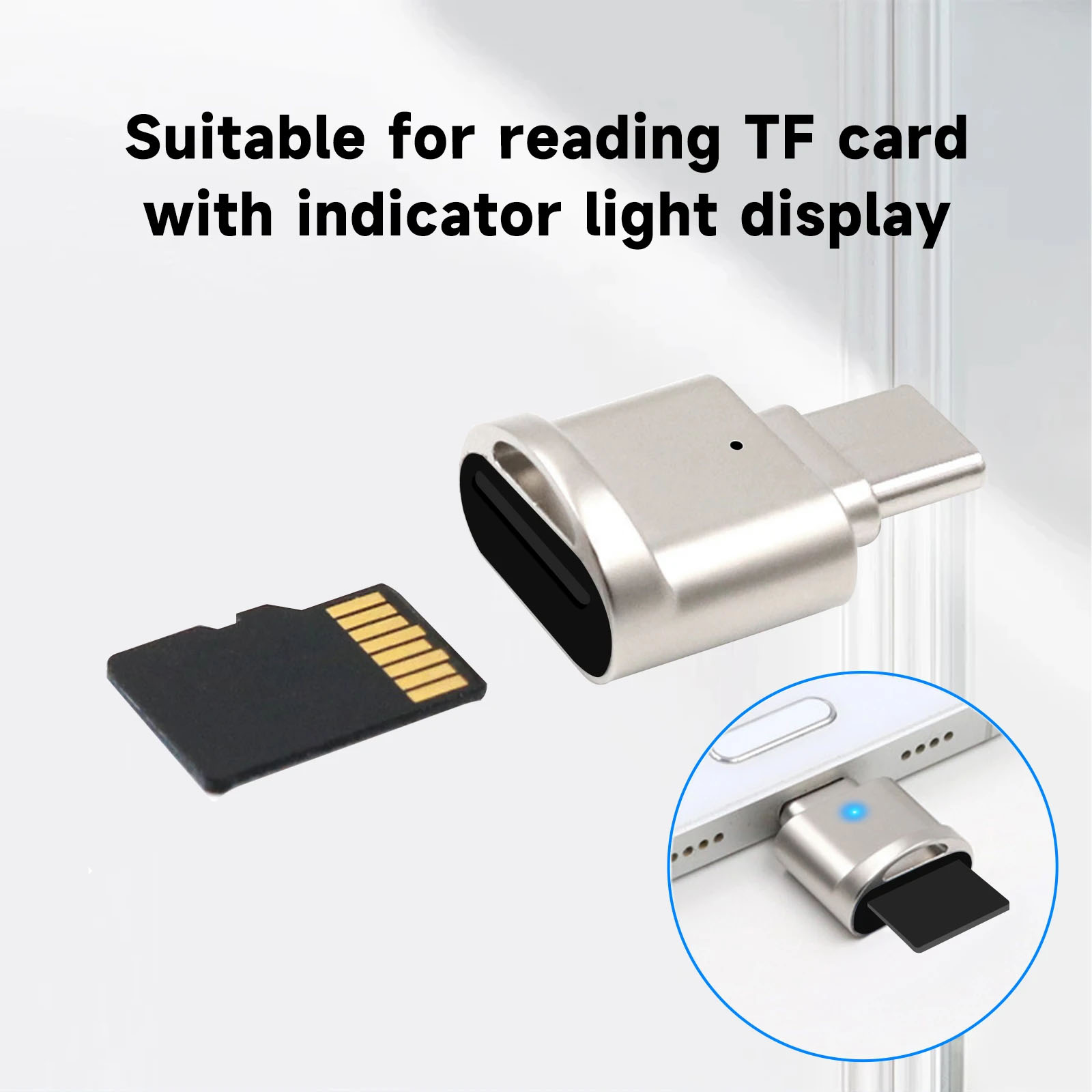 Adaptateur carte SD USB-C vers microSD, 15 grammes Adaptateur carte SD USB-C vers microSD, 15 grammes, vue de face