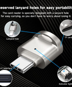 Adaptateur carte SD USB-C vers microSD, 15 grammes, detail