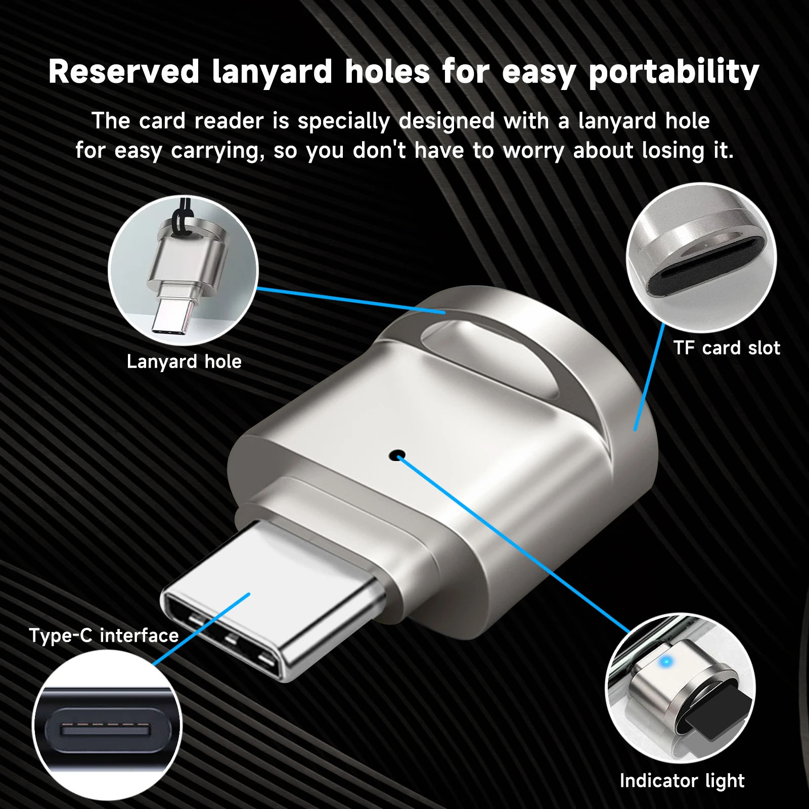 Adaptateur carte SD USB-C vers microSD, 15 grammes Adaptateur carte SD USB-C vers microSD, 15 grammes, detail