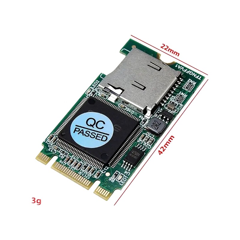 Adaptateur carte SD vers M.2, transforme une microSD en module Adaptateur carte SD vers M.2, transforme une microSD en module, vue de profil