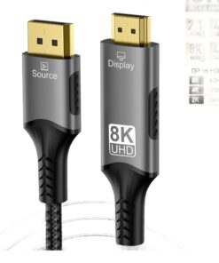 Adaptateur DisplayPort HDMI 2.1 en 8K à 60 Hz, vue de trois quarts