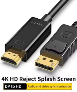 Adaptateur DisplayPort HDMI en câble 4K, 1,8 m ou 3 m, vue de trois quarts