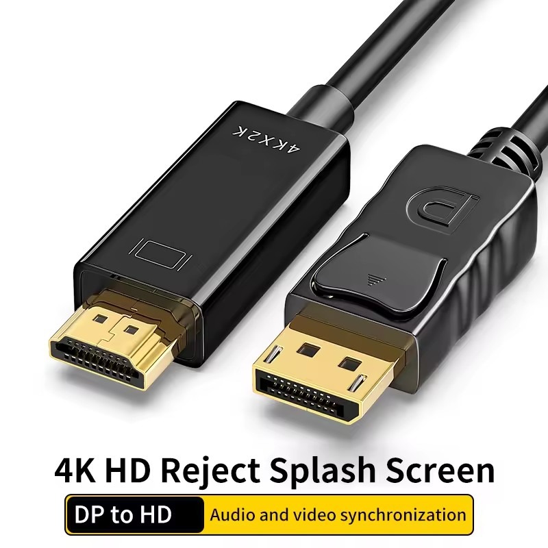 Adaptateur DisplayPort HDMI en câble 4K, 1,8 m ou 3 m Adaptateur DisplayPort HDMI en câble 4K, 1,8 m ou 3 m, vue de trois quarts