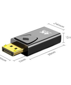 Adaptateur DisplayPort HDMI mâle vers femelle, 1080p ou 4K, vue de trois quarts