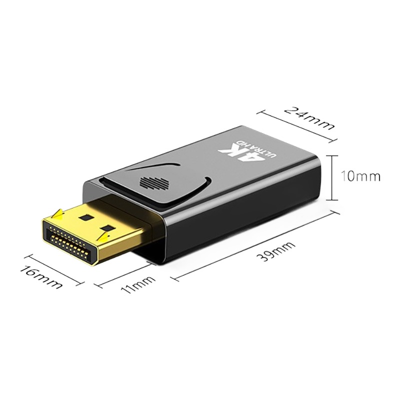 Adaptateur DisplayPort HDMI mâle vers femelle, 1080p ou 4K Adaptateur DisplayPort HDMI mâle vers femelle, 1080p ou 4K, vue de trois quarts