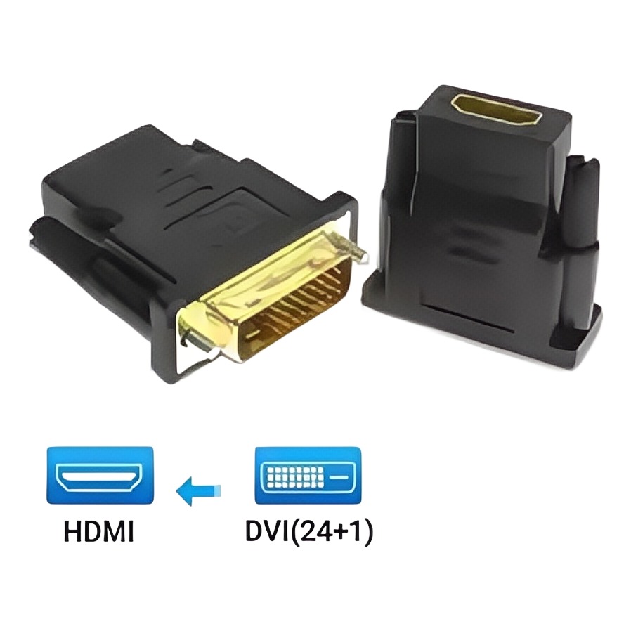 Adaptateur DVI HDMI bidirectionnel, DVI mâle vers HDMI femelle Adaptateur DVI HDMI bidirectionnel, DVI mâle vers HDMI femelle, vue de trois quarts