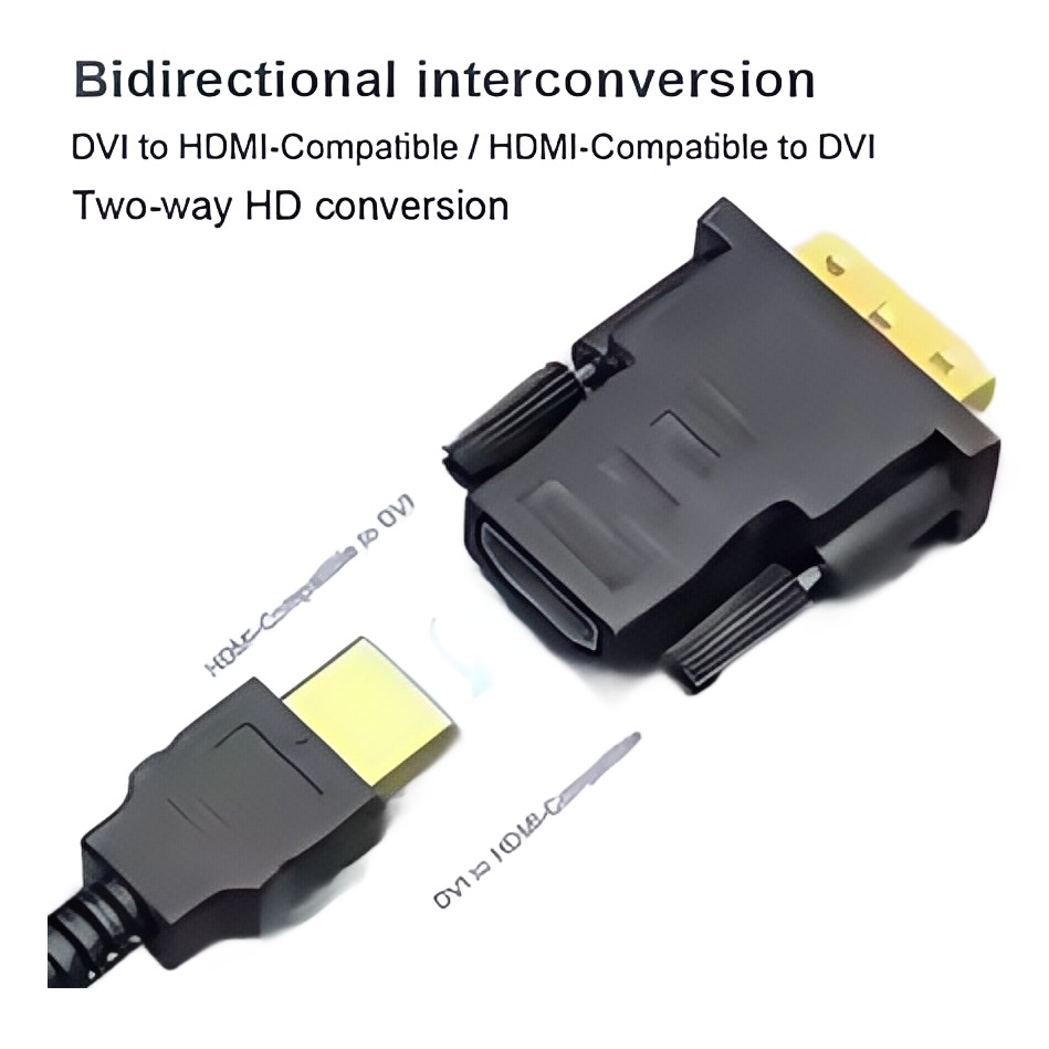 Adaptateur DVI HDMI bidirectionnel, DVI mâle vers HDMI femelle Adaptateur DVI HDMI bidirectionnel, DVI mâle vers HDMI femelle, vue de face