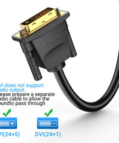 Adaptateur DVI HDMI bidirectionnel en câble 24 plus 1, vue de trois quarts