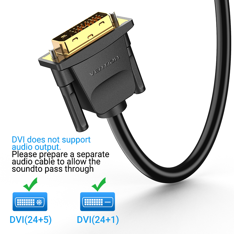 Adaptateur DVI HDMI bidirectionnel en câble 24 plus 1 Adaptateur DVI HDMI bidirectionnel en câble 24 plus 1, vue de trois quarts