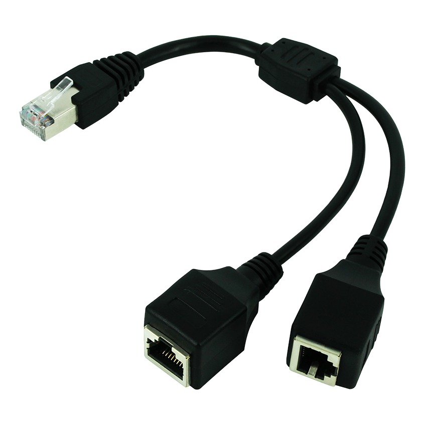 Adaptateur ethernet : séparateur RJ45 un vers deux, mâle vers femelle Adaptateur ethernet : séparateur RJ45 un vers deux, mâle vers femelle, vue principale