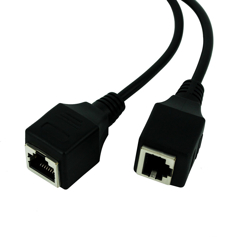 Adaptateur ethernet : séparateur RJ45 un vers deux, mâle vers femelle Adaptateur ethernet : séparateur RJ45 un vers deux, mâle vers femelle, vue de face