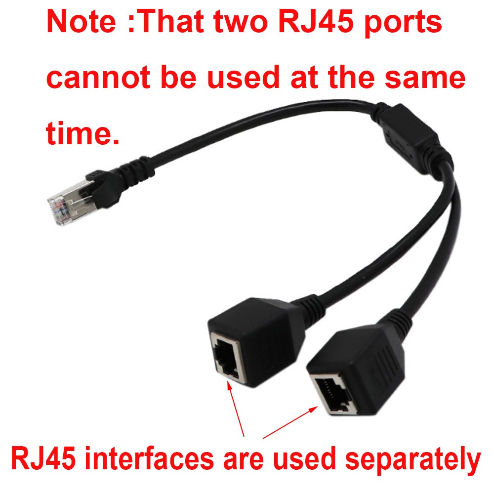 Adaptateur ethernet : séparateur RJ45 un vers deux, mâle vers femelle Adaptateur ethernet : séparateur RJ45 un vers deux, mâle vers femelle, vue arriere
