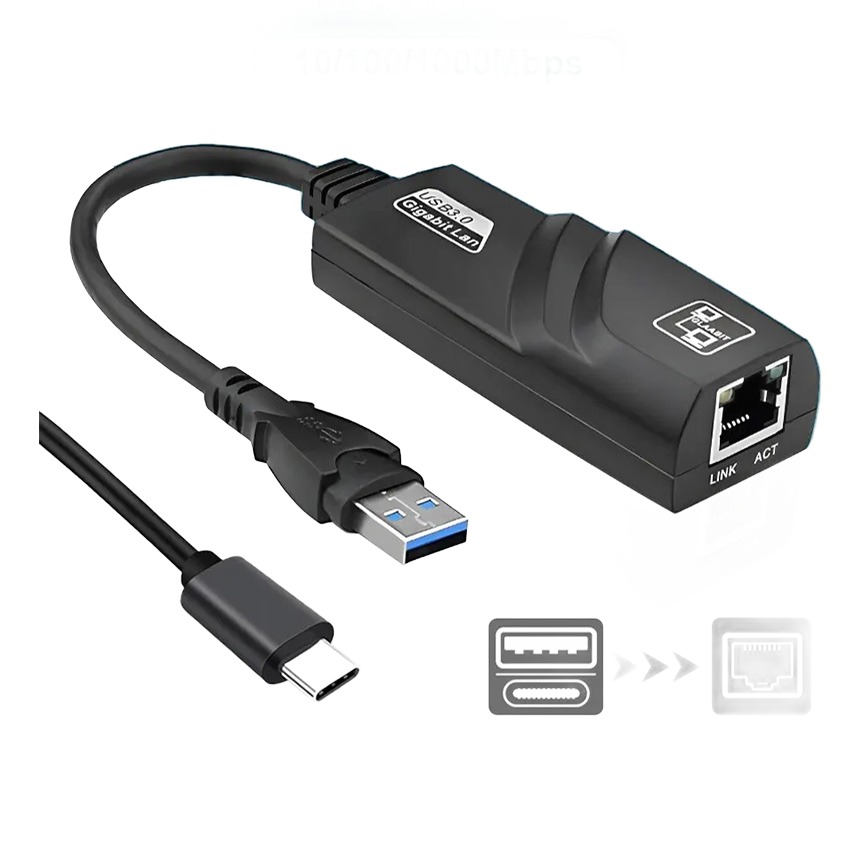 Adaptateur Ethernet USB 100 ou 1000 Mbit, USB-C Adaptateur Ethernet USB 100 ou 1000 Mbit, USB-C, vue principale