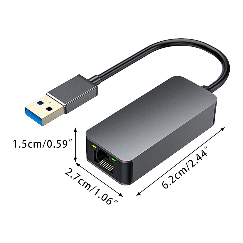 Adaptateur Ethernet USB 2,5 Gbit en USB-C, USB 3.0 ou 2 en 1 Adaptateur Ethernet USB 2,5 Gbit en USB-C, USB 3.0 ou 2 en 1, vue arriere