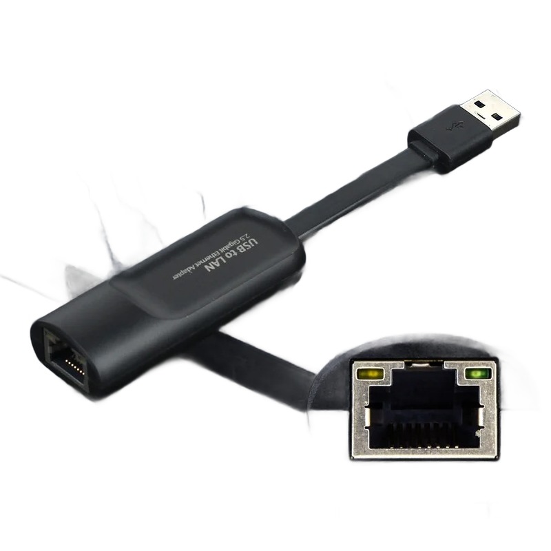 Adaptateur Ethernet USB 2,5 Gbit pour USB-C et USB 3.0 Adaptateur Ethernet USB 2,5 Gbit pour USB-C et USB 3.0, vue principale