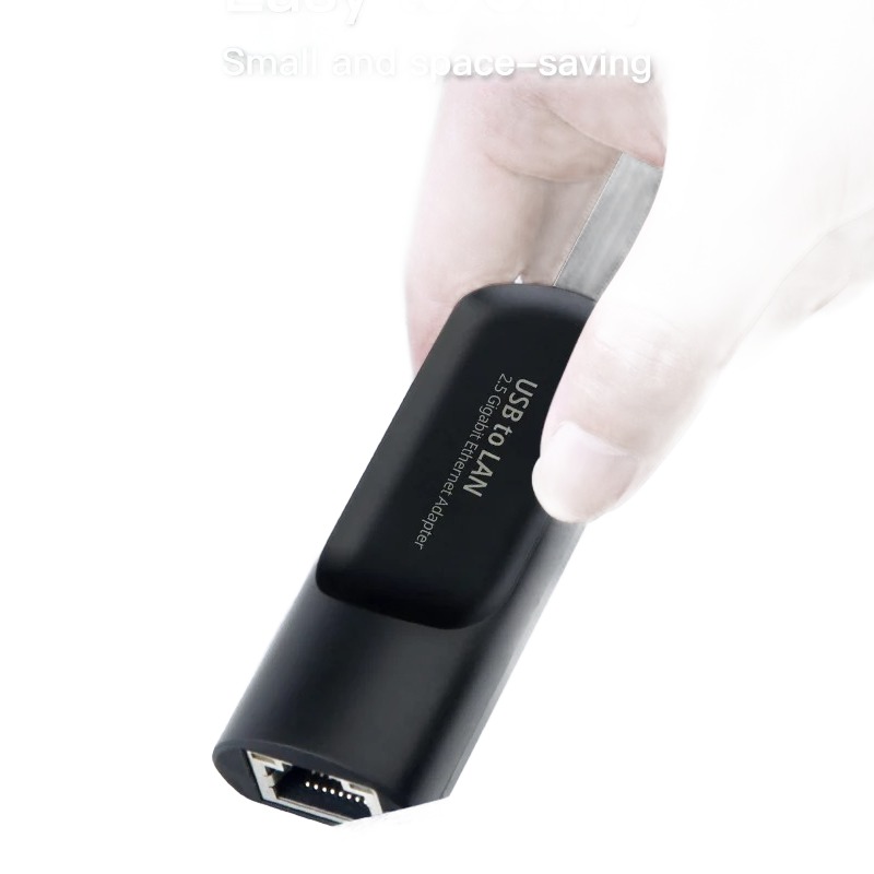 Adaptateur Ethernet USB 2,5 Gbit pour USB-C et USB 3.0 Adaptateur Ethernet USB 2,5 Gbit pour USB-C et USB 3.0, vue de face