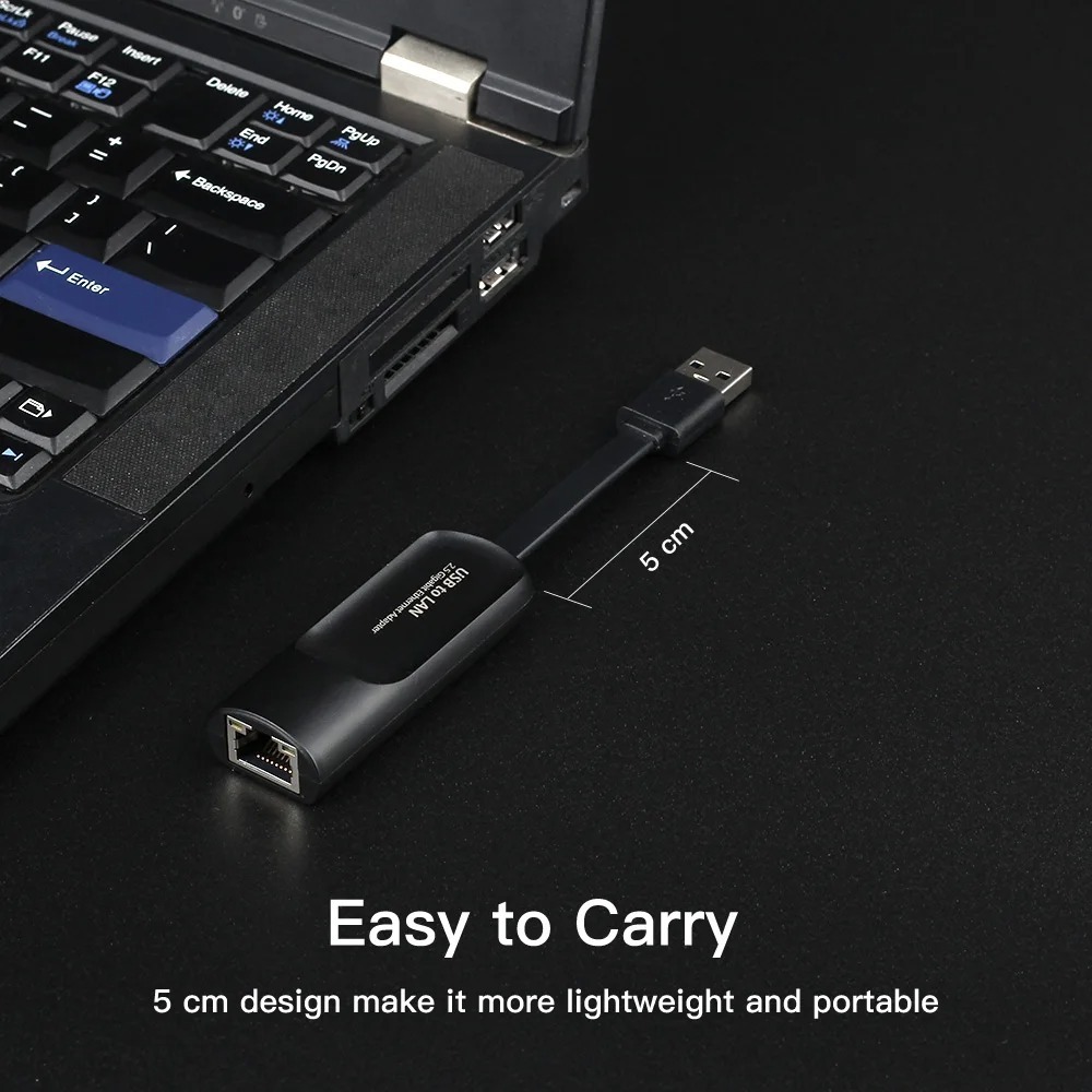 Adaptateur Ethernet USB 2,5 Gbit pour USB-C et USB 3.0 Adaptateur Ethernet USB 2,5 Gbit pour USB-C et USB 3.0, vue arriere