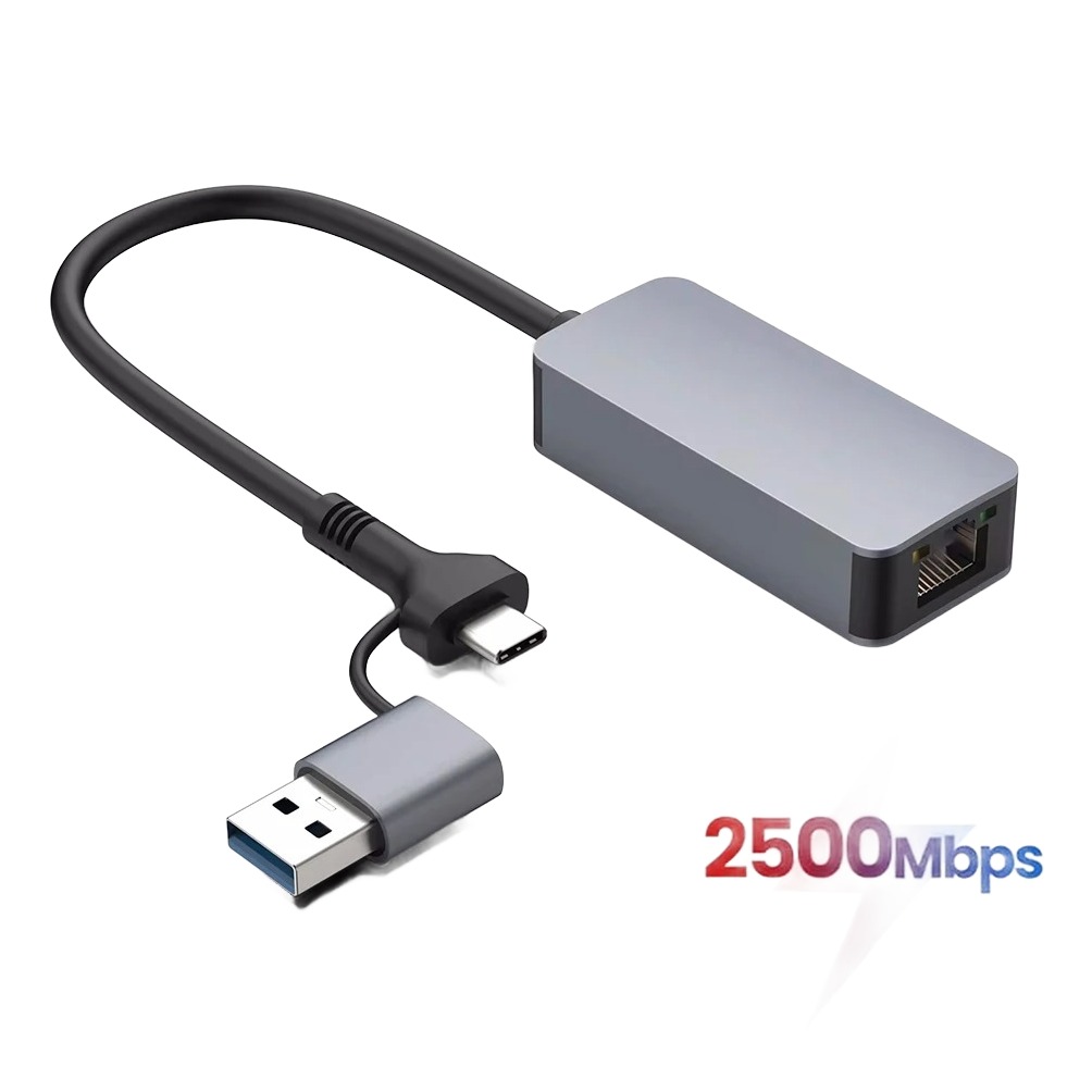 Adaptateur ethernet USB 2,5 Gbit/s, deux prises au choix Adaptateur ethernet USB 2,5 Gbit/s, deux prises au choix, vue principale