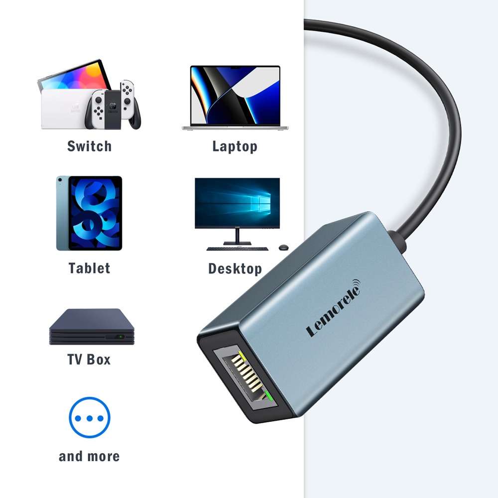 Adaptateur Ethernet USB 3.0 gigabit à câble de 40 cm Adaptateur Ethernet USB 3.0 gigabit à câble de 40 cm, vue principale
