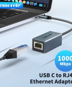 Adaptateur Ethernet USB 3.0 gigabit à câble de 40 cm, vue de trois quarts