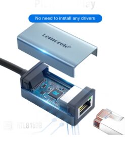 Adaptateur Ethernet USB 3.0 gigabit à câble de 40 cm, vue de face