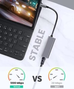 Adaptateur Ethernet USB 3.0 gigabit avec prise RJ45, vue de face