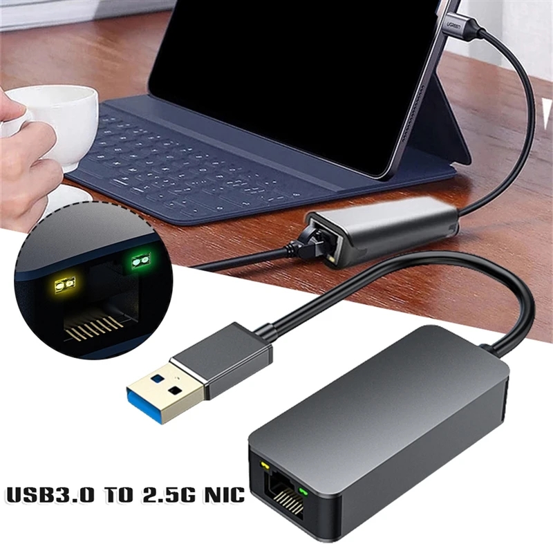 Adaptateur ethernet USB à 2,5 Gbit/s en USB 3.0 Adaptateur ethernet USB à 2,5 Gbit/s en USB 3.0, vue arriere