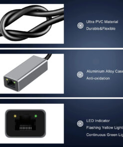Adaptateur ethernet USB à quatre configurations, vue de face