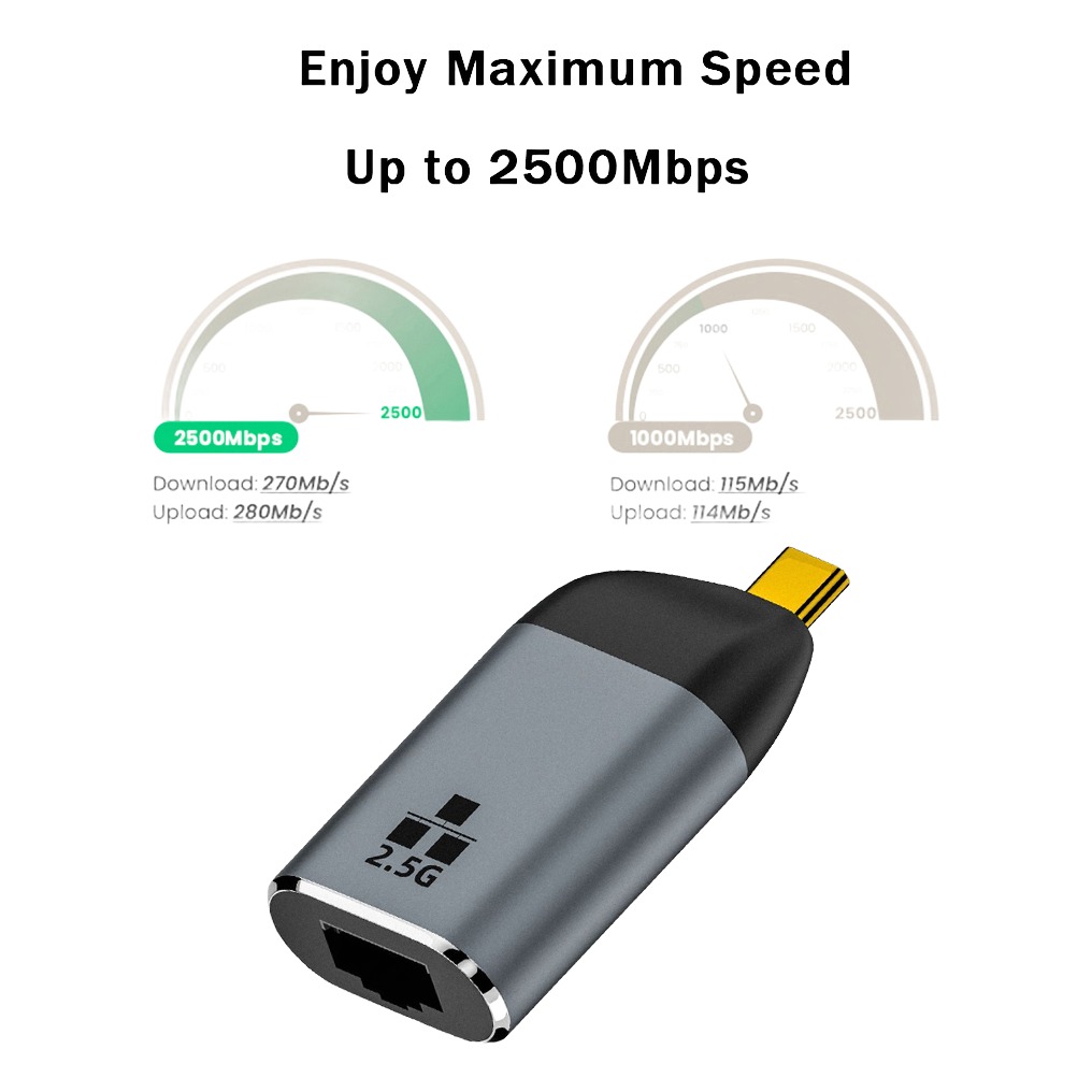 Adaptateur Ethernet USB-C en 100, 1000 ou 2500 Mbit par seconde Adaptateur Ethernet USB-C en 100, 1000 ou 2500 Mbit par seconde, detail
