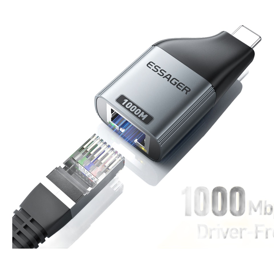 Adaptateur Ethernet USB-C gigabit a cable tresse Adaptateur Ethernet USB-C gigabit a cable tresse, vue principale