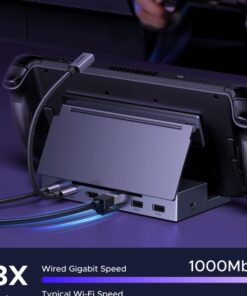 Adaptateur Ethernet USB C vers RJ45 pour une connectivité polyvalente, vue de trois quarts
