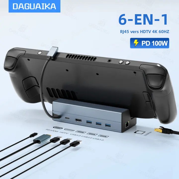 Adaptateur ethernet USB en station 6 en 1 pour console Adaptateur ethernet USB en station 6 en 1 pour console, vue principale
