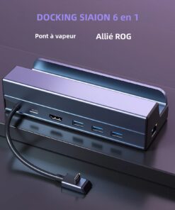 Adaptateur ethernet USB en station 6 en 1 pour console, vue de face