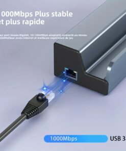 Adaptateur ethernet USB en station 6 en 1 pour console, vue arriere