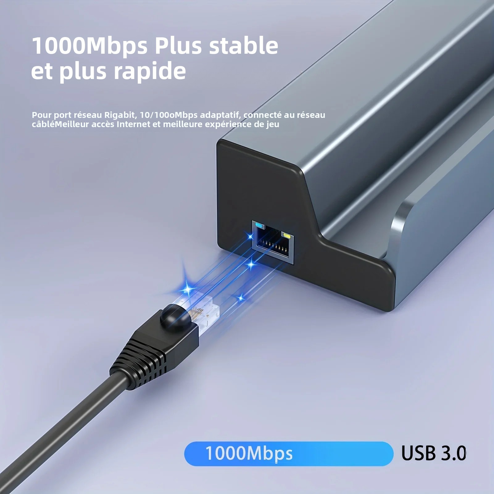 Adaptateur ethernet USB en station 6 en 1 pour console Adaptateur ethernet USB en station 6 en 1 pour console, vue arriere