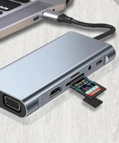 Adaptateur ethernet usb, hub USB C vers , RJ45, USB 3.0 et Lecteur, vue de trois quarts