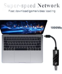 Adaptateur ethernet USB vers RJ45 gigabit, deux embouts, vue de face